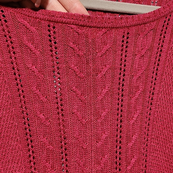 PERUVIAN CONNECTION Sweater Womens Small Red Pima Cotton Knit Tunic Top Luxe - Picture 4 of 9